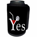 3dRose Alexis Design - Funny - Yes on black. Letter Y as a glass with wine, straw and a lemon slice - Can Cooler Bottle Wrap (cc_267251)