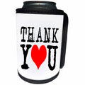 3dRose Alexis Design - Holidays Thanksgiving - Thank You. Red heart instead of the letter O. White background - Can Cooler Bottle Wrap (cc_267259)