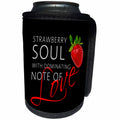 3dRose Alexis Design - Love - Strawberry soul with dominating note of love. Black background - Can Cooler Bottle Wrap (cc_267264)