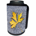 3dRose Alexis Photography - Seasons Autumn - Single yellow maple leaf, grey granite stone background - Can Cooler Bottle Wrap (cc_267349)