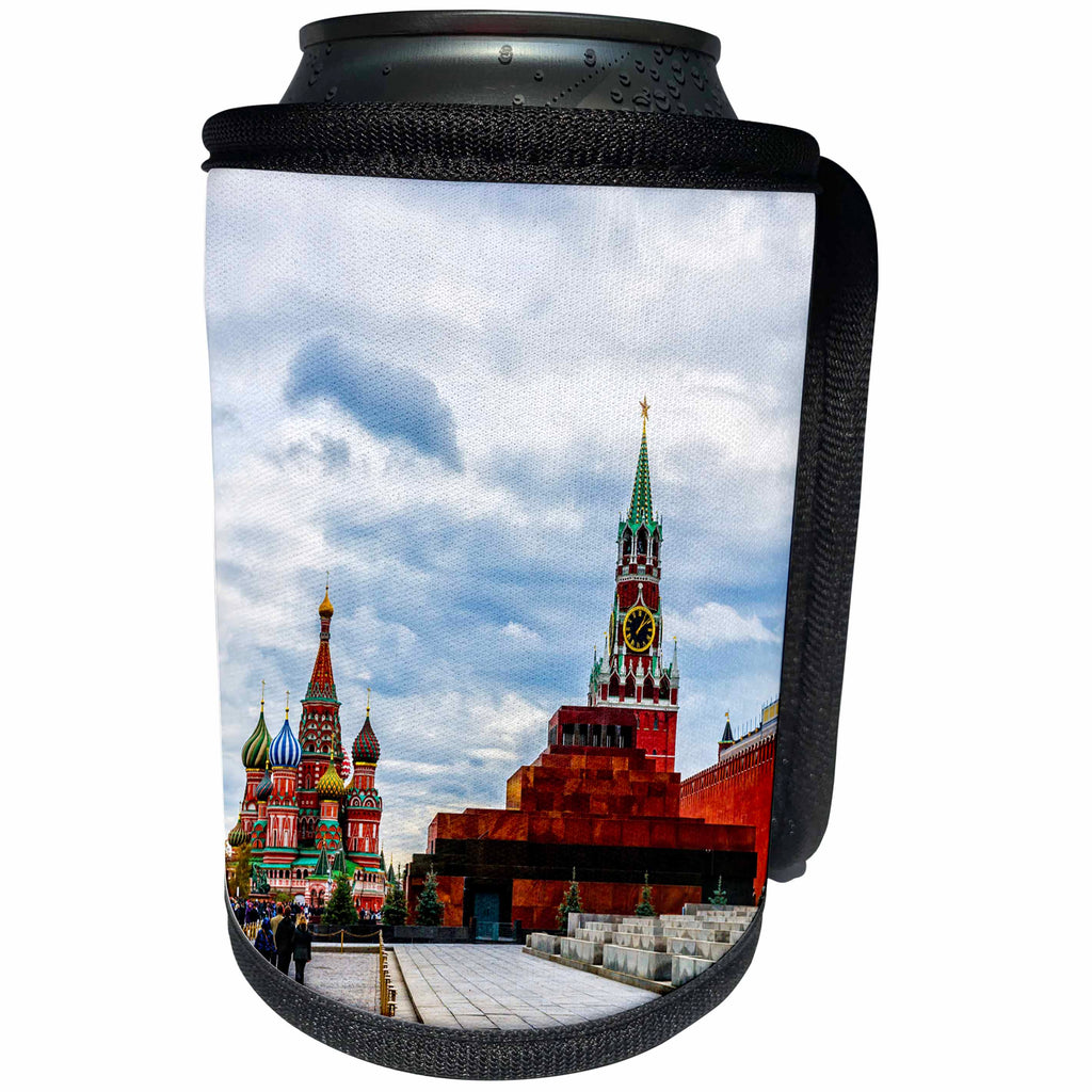 3dRose Alexis Photography - Moscow Kremlin - Red Square of Moscow. The Kremlin, St. Basils cathedral - Can Cooler Bottle Wrap (cc_267372)