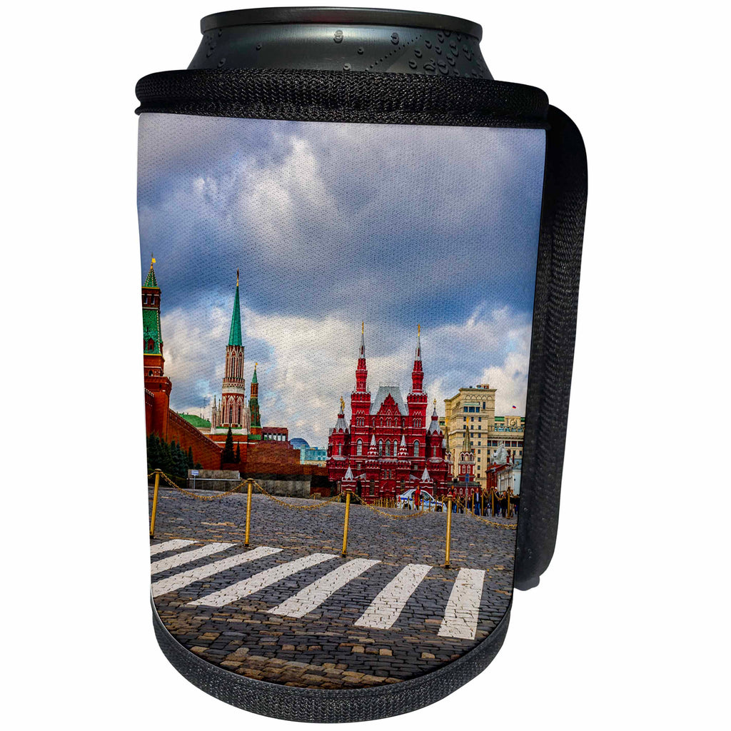 3dRose Alexis Photography - Moscow Kremlin - Moscow Red Square, the Kremlin and Museum Of History - Can Cooler Bottle Wrap (cc_267378)