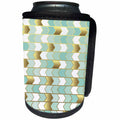 3dRose Anne Marie Baugh - Pattern - Glam Aqua, White, and Gold Side Arrow Stripes Pattern - Can Cooler Bottle Wrap (cc_267426)