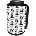 3dRose Anne Marie Baugh - Pattern - Cute Watercolor Panda Bears and Floral Pattern - Can Cooler Bottle Wrap (cc_267429)