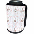 3dRose Anne Marie Baugh - Pattern - Cute Floral Bunny Pattern - Can Cooler Bottle Wrap (cc_267431)