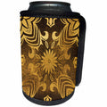 3dRose Anne Marie Baugh - Pattern - Fancy Gold and Brown Floral Pattern - Can Cooler Bottle Wrap (cc_267439)