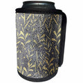 3dRose Anne Marie Baugh - Pattern - Glam Silver and Gold Metallic Look Leafy Pattern - Can Cooler Bottle Wrap (cc_267447)