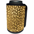 3dRose Anne Marie Baugh - Pattern - Digital Gold On Gold Scattered Leaves Pattern - Can Cooler Bottle Wrap (cc_267448)