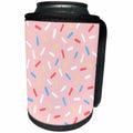 3dRose Anne Marie Baugh - Pattern - Blue, Red, White, and Yellow Candy Sprinkles Pattern - Can Cooler Bottle Wrap (cc_267454)