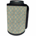 3dRose Anne Marie Baugh - Pattern - Glam Gold Dots and Aqua Squares Checkerboard Pattern - Can Cooler Bottle Wrap (cc_267463)