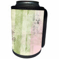 3dRose Anne Marie Baugh - Collage - Pink and Green Grunge Ephemra and Floral Collage - Can Cooler Bottle Wrap (cc_267467)