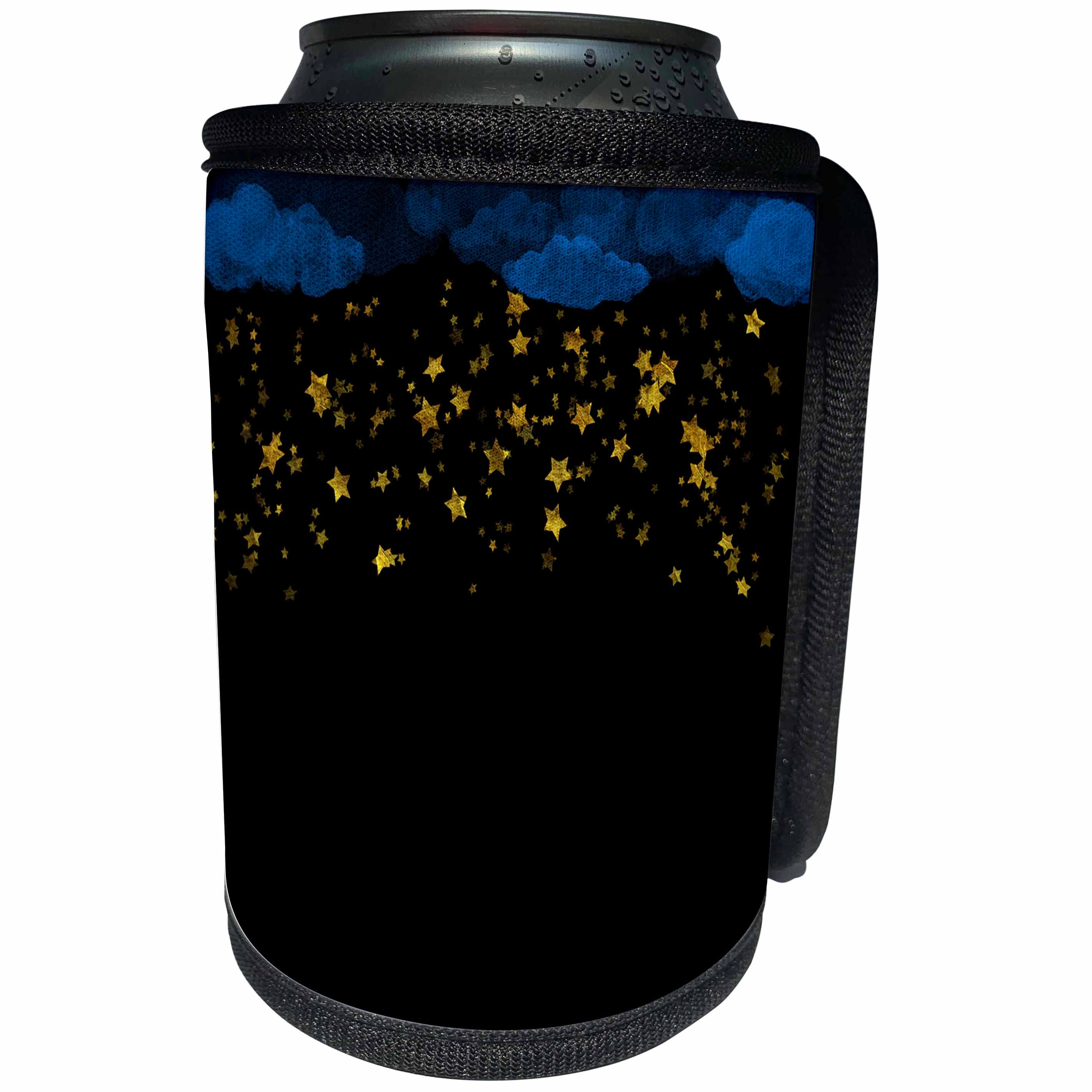 3dRose Anne Marie Baugh - Sky - Falling Gold Stars From A Cloudy Night Sky - Can Cooler Bottle Wrap (cc_267470)