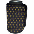 3dRose Anne Marie Baugh - Pattern - Digital Gold Fleur De Lis On A Jean Look Background - Can Cooler Bottle Wrap (cc_267476)