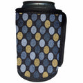 3dRose Anne Marie Baugh - Pattern - Gold and Blue Large Contemporary Dots On A Jean Look Background - Can Cooler Bottle Wrap (cc_267478)