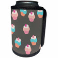 3dRose Anne Marie Baugh - Pattern - Cute Pink, Light Blue, Orange Cupcakes Pattern - Can Cooler Bottle Wrap (cc_267481)