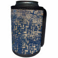 3dRose Anne Marie Baugh - Pattern - Image of Gold Grunge Hand Painted Rectangles On Dark Blue - Can Cooler Bottle Wrap (cc_267572)