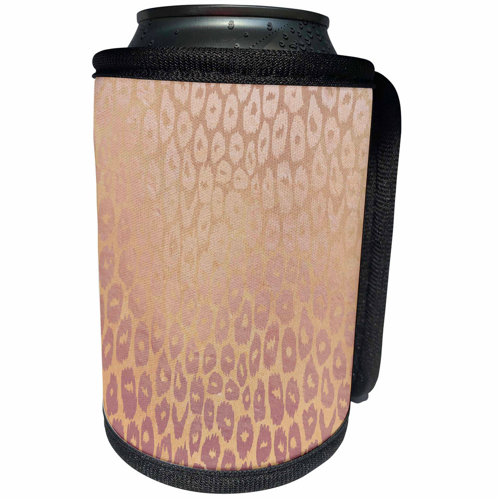 3dRose Anne Marie Baugh - Pattern - Image of Pink and Orange Foil Effect Cheetah Print Pattern - Can Cooler Bottle Wrap (cc_267577)