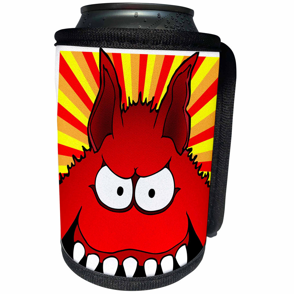 3dRose Mark Grace MONSTERVISIONS Monsters - MONSTERS monster face 23 on white - Can Cooler Bottle Wrap (cc_26758)
