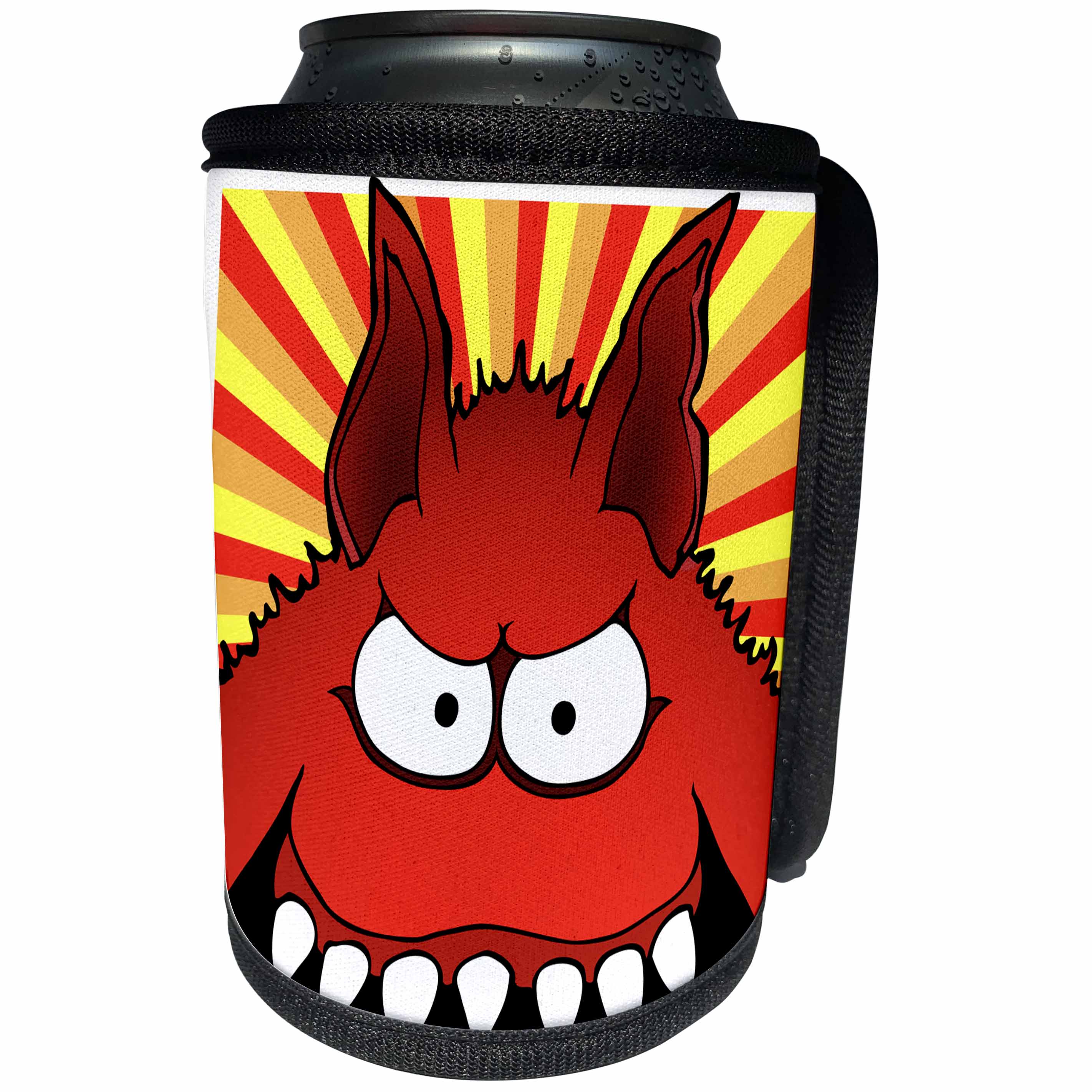 3dRose Mark Grace MONSTERVISIONS Monsters - MONSTERS monster face 23 on white - Can Cooler Bottle Wrap (cc_26758)