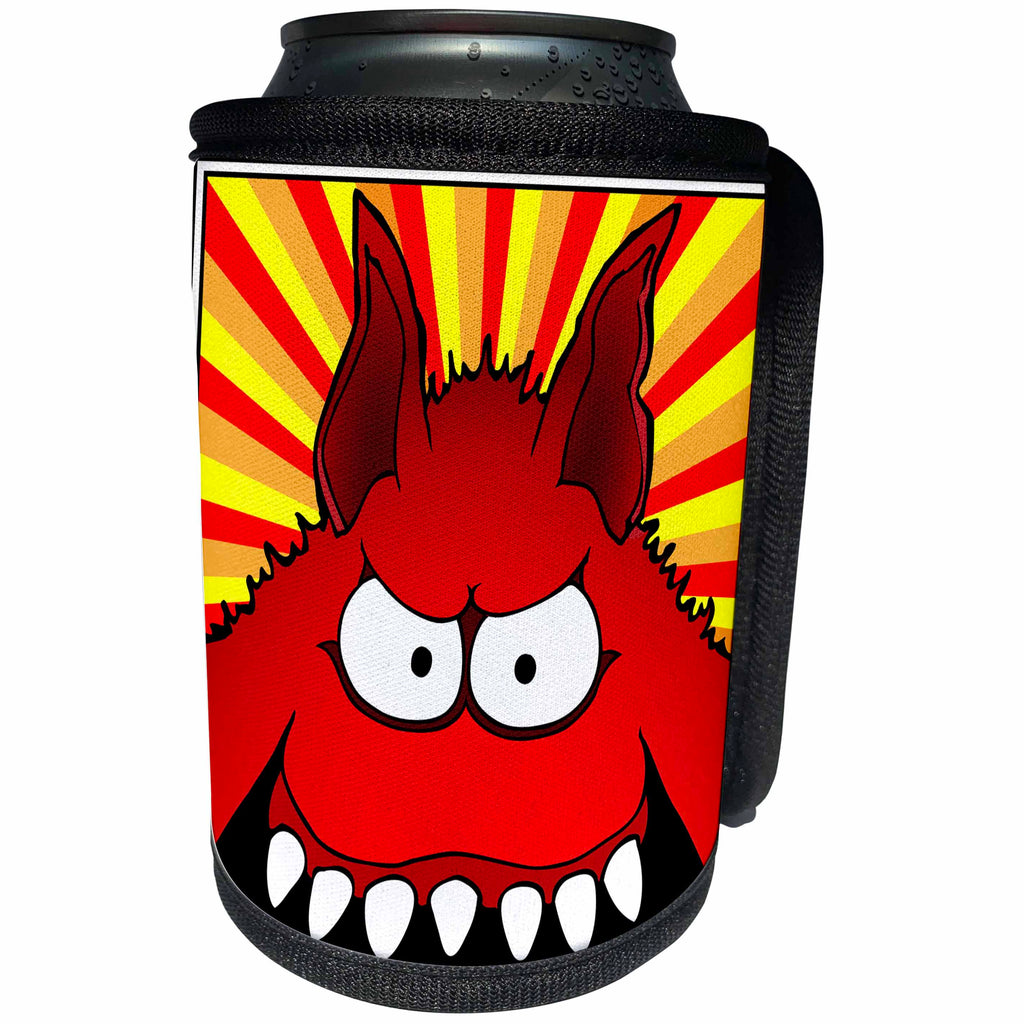3dRose Mark Grace MONSTERVISIONS Monsters - MONSTERS monster face 23 framed - Can Cooler Bottle Wrap (cc_26759)