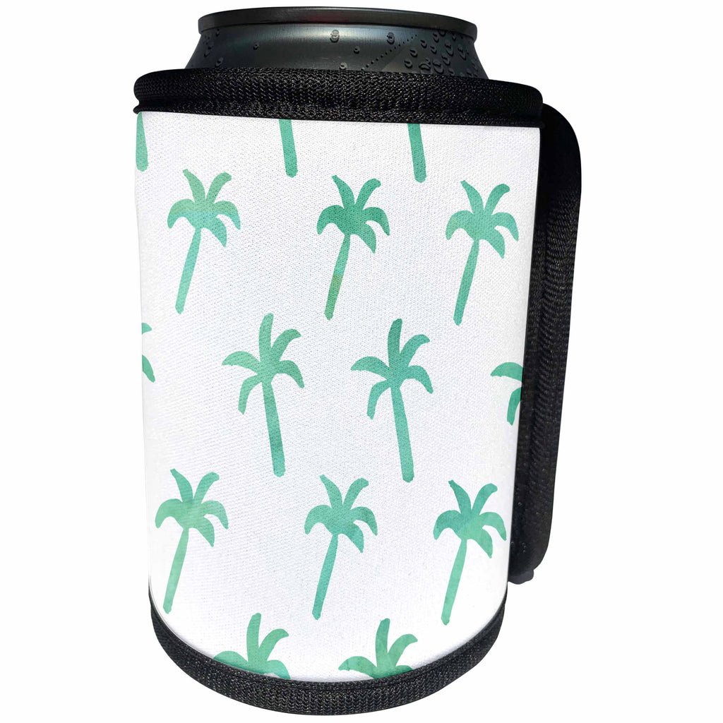 3dRose Anne Marie Baugh - Pattern - Image of Watercolor Hand Painted Tropical Palm Trees Pattern - Can Cooler Bottle Wrap (cc_267602)