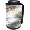 3dRose Anne Marie Baugh - Pattern - Image of Black and White Hand Painted Stripes With Gold and Pink Confetti - Can Cooler Bottle Wrap (cc_267610)