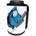 3dRose Anne Marie Baugh - Illustrations - Blue Baseball Mitt, Baseball, and Baseball Bat Illustration - Can Cooler Bottle Wrap (cc_267618)