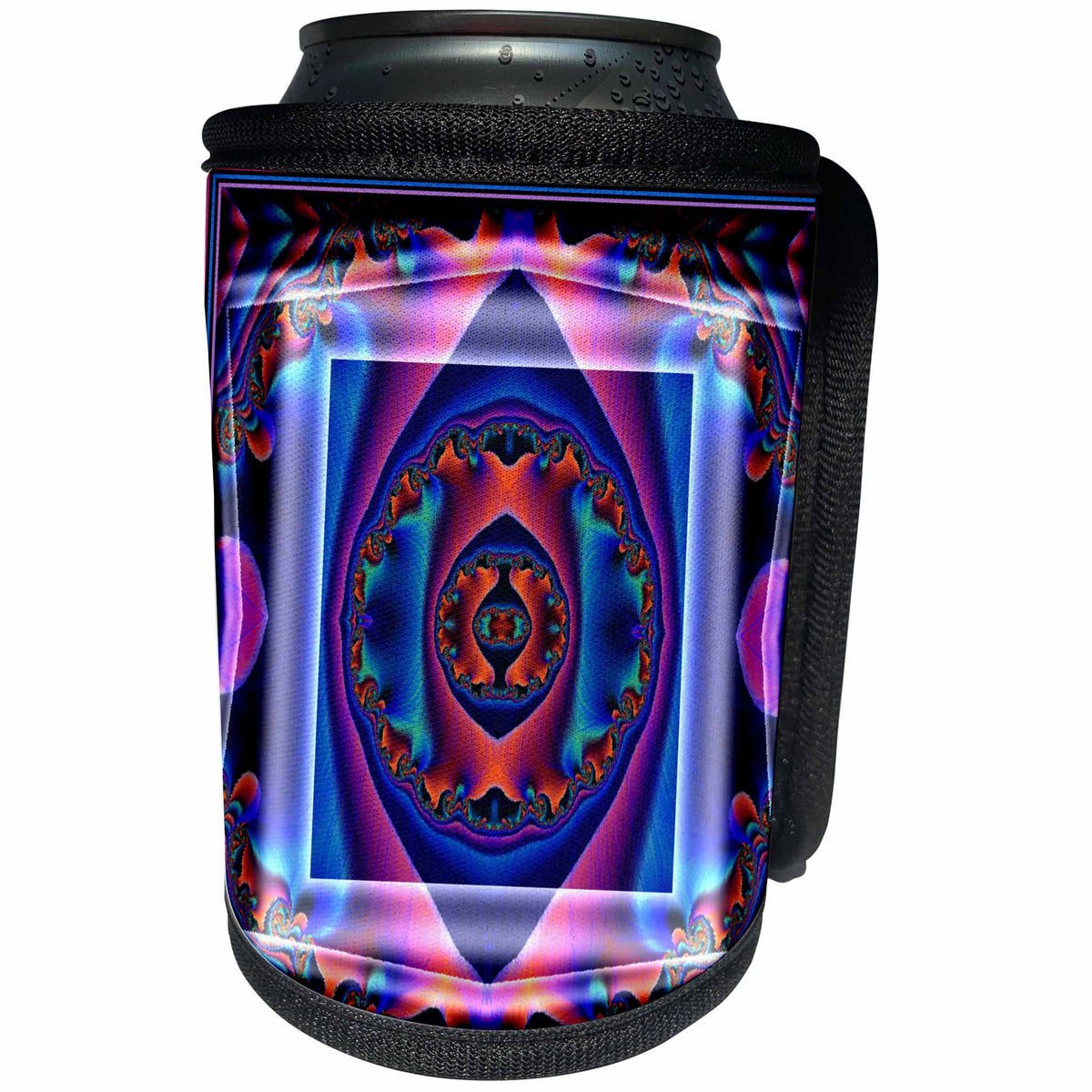 3dRose mimulux Psychedellic Art - blue meditation orient inner harmony peace NewAge spirituality FlowerPower - Can Cooler Bottle Wrap (cc_26762)