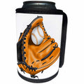 3dRose Anne Marie Baugh - Illustrations - Orange Baseball Mitt and Baseball Illustration - Can Cooler Bottle Wrap (cc_267620)