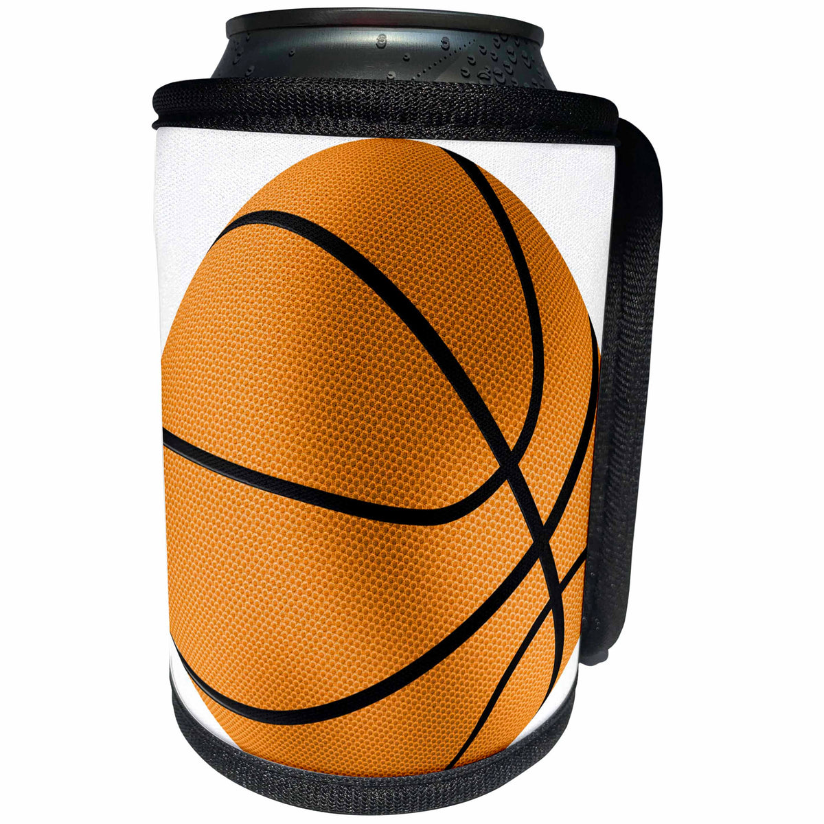 3dRose Anne Marie Baugh - Illustrations - Orange and Black Basketball Illustration - Can Cooler Bottle Wrap (cc_267622)