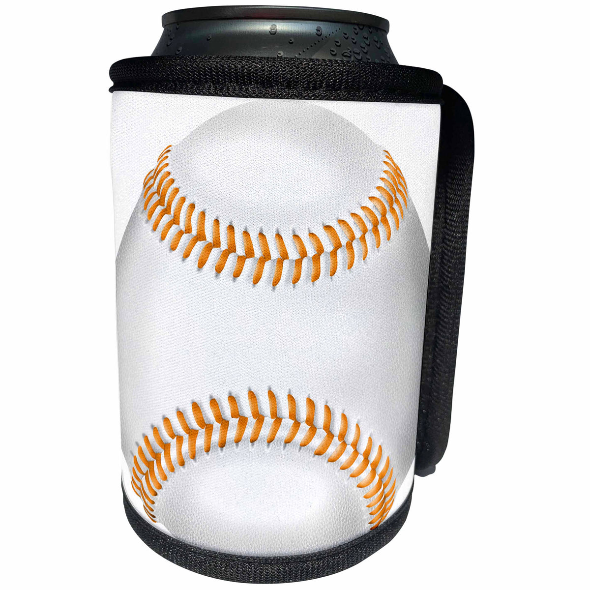 3dRose Anne Marie Baugh - Illustrations - Orange and White Baseball Illustration - Can Cooler Bottle Wrap (cc_267623)