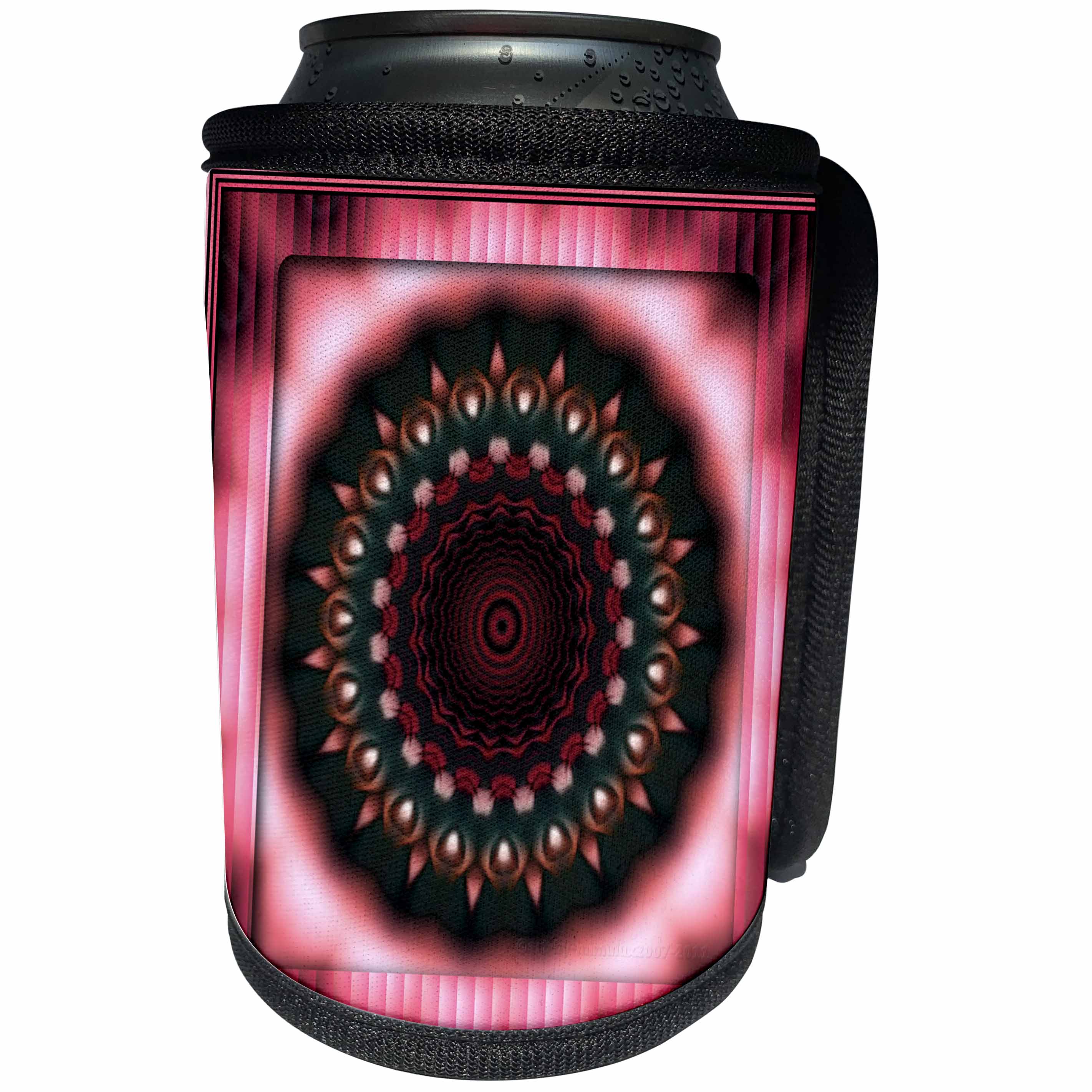 3dRose mimulux Psychedellic Art - pink zen meditation orient inner harmony peace spirituality FlowerPower - Can Cooler Bottle Wrap (cc_26763)
