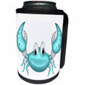 3dRose Anne Marie Baugh - Illustrations - Cute Aqua Happy Crab Illustration - Can Cooler Bottle Wrap (cc_267642)