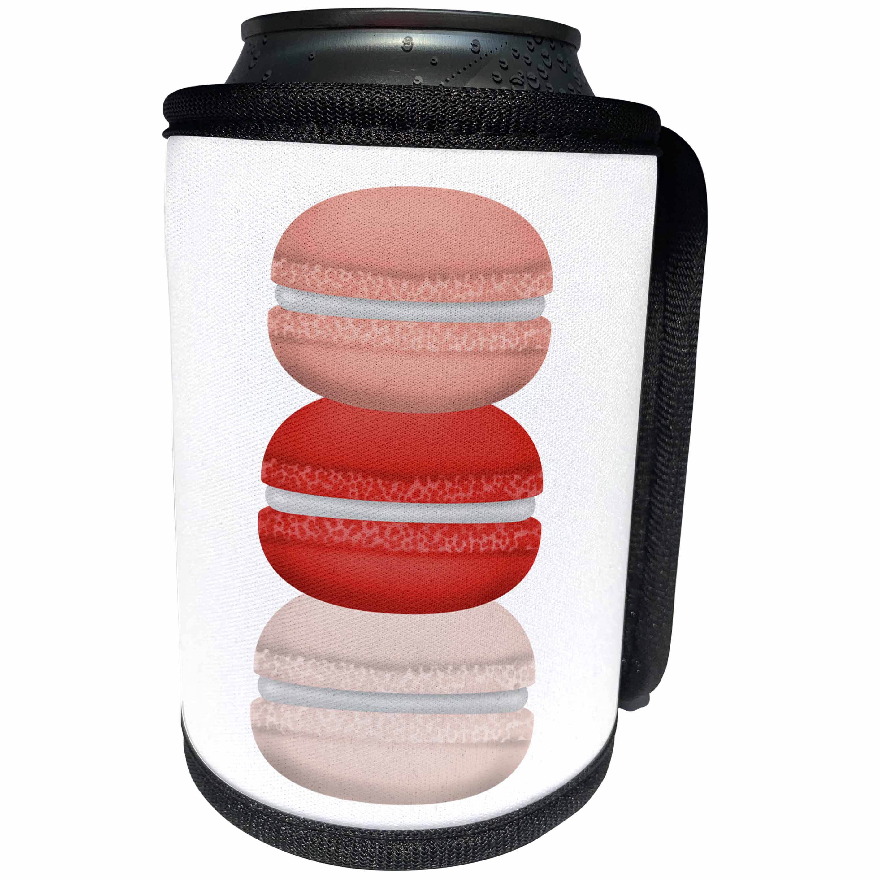 3dRose Anne Marie Baugh - Illustrations - Red and Pink Stack Of French Macaroon Cookies Illustration - Can Cooler Bottle Wrap (cc_267645)