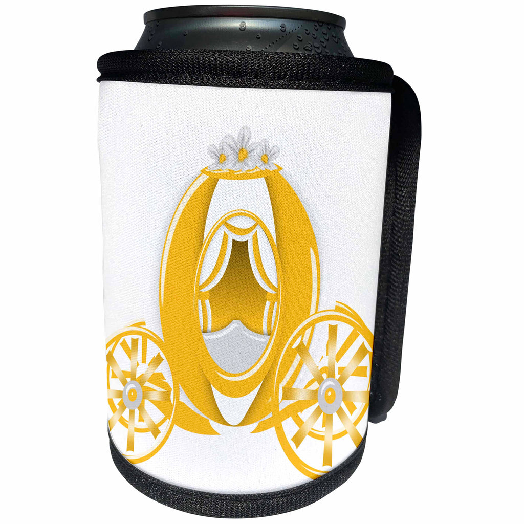 3dRose Anne Marie Baugh - Illustrations - Cute Orange and White Princess Carriage Illustration - Can Cooler Bottle Wrap (cc_267646)