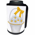 3dRose Anne Marie Baugh - Illustrations - Cute Basket Of White and Yellow Daisies Illustration - Can Cooler Bottle Wrap (cc_267649)
