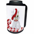 3dRose Anne Marie Baugh - Illustrations - Cute Christmas Kitten On A Candy Cane Illustration - Can Cooler Bottle Wrap (cc_267657)