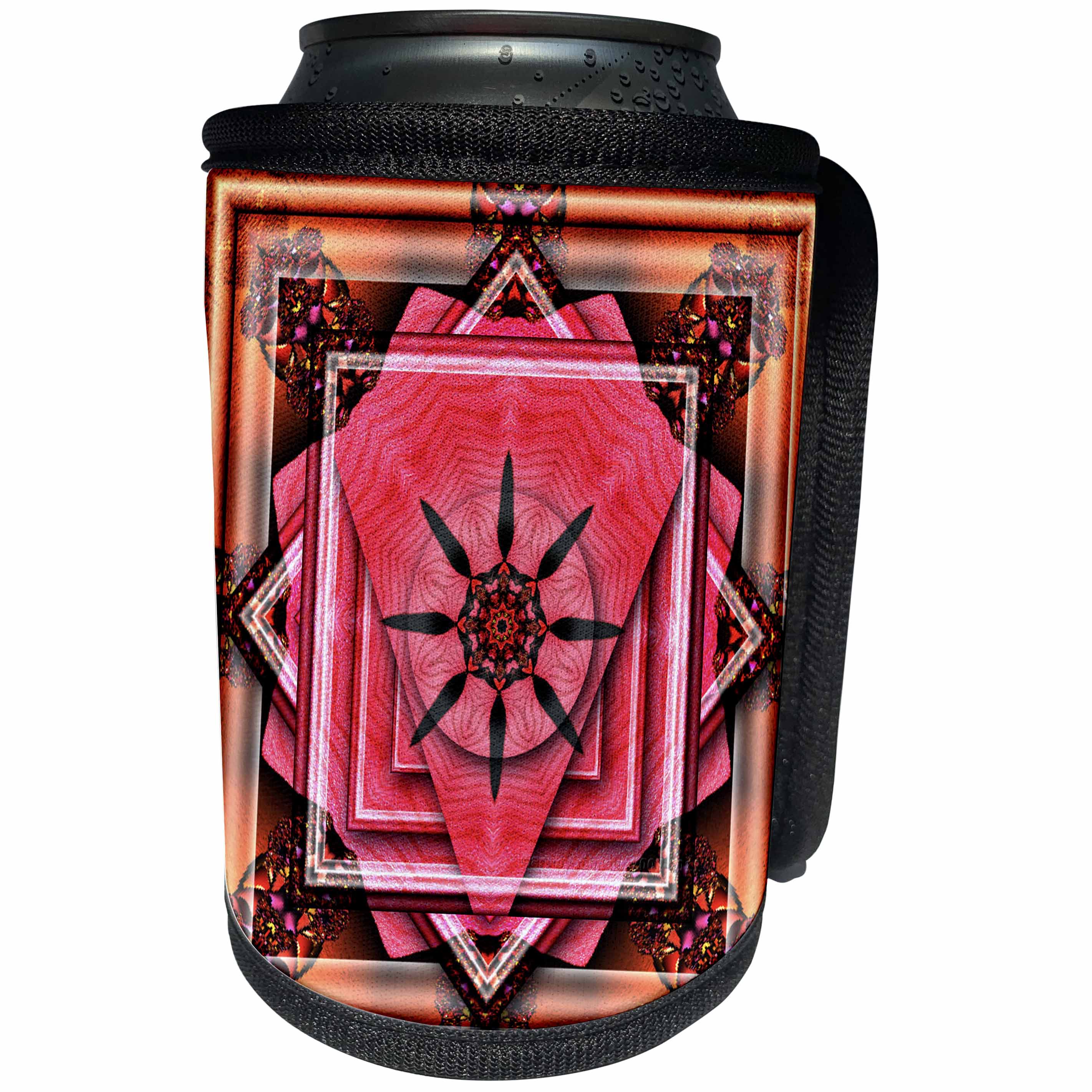 3dRose mimulux Psychedellic Art - MANDALA mandala zen InnerBalance harmony pink glowing chakra meditation NewAge - Can Cooler Bottle Wrap (cc_26766)