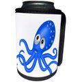 3dRose Anne Marie Baugh - Illustrations - Cute Bright Blue Happy Octopus Illustration - Can Cooler Bottle Wrap (cc_267664)