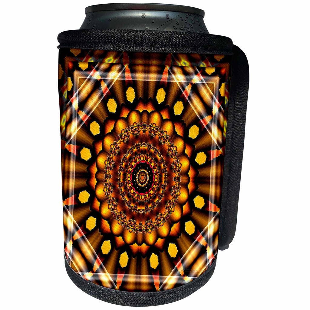 3dRose mimulux Psychedellic Art - MANDALA mandala zen InnerBalance harmony gold yellow sun energy glowing chakra meditation NewAge - Can Cooler Bottle Wrap (cc_26767)