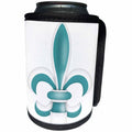 3dRose Anne Marie Baugh - Illustrations - Pretty Blue and White Fleur De Lis Illustration - Can Cooler Bottle Wrap (cc_267679)
