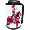 3dRose Anne Marie Baugh - Illustrations - Pink, White, and Brown Knight On A Horse Illustration - Can Cooler Bottle Wrap (cc_267680)