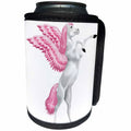 3dRose Anne Marie Baugh - Illustrations - Pink and White Pegasus Horse Illustration - Can Cooler Bottle Wrap (cc_267681)