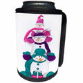 3dRose Anne Marie Baugh - Illustrations - Cute Three Stacked Snowmen In Pink, Purple, And Aqua Illustration - Can Cooler Bottle Wrap (cc_267685)