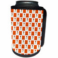 3dRose Anne Marie Baugh - Patterns - Cute Orange and White Flower and Dots Checkerboard Pattern - Can Cooler Bottle Wrap (cc_267693)