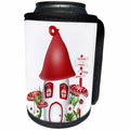 3dRose Anne Marie Baugh - Illustrations - Cute Little Red and White Mushroom Gnome Home Illustration - Can Cooler Bottle Wrap (cc_267695)