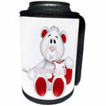 3dRose Anne Marie Baugh - Illustrations - Cute Red and White Bear With A Guitar Illustration - Can Cooler Bottle Wrap (cc_267699)