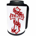 3dRose Anne Marie Baugh - Illustrations - Red and White Musical Cross Illustration - Can Cooler Bottle Wrap (cc_267701)