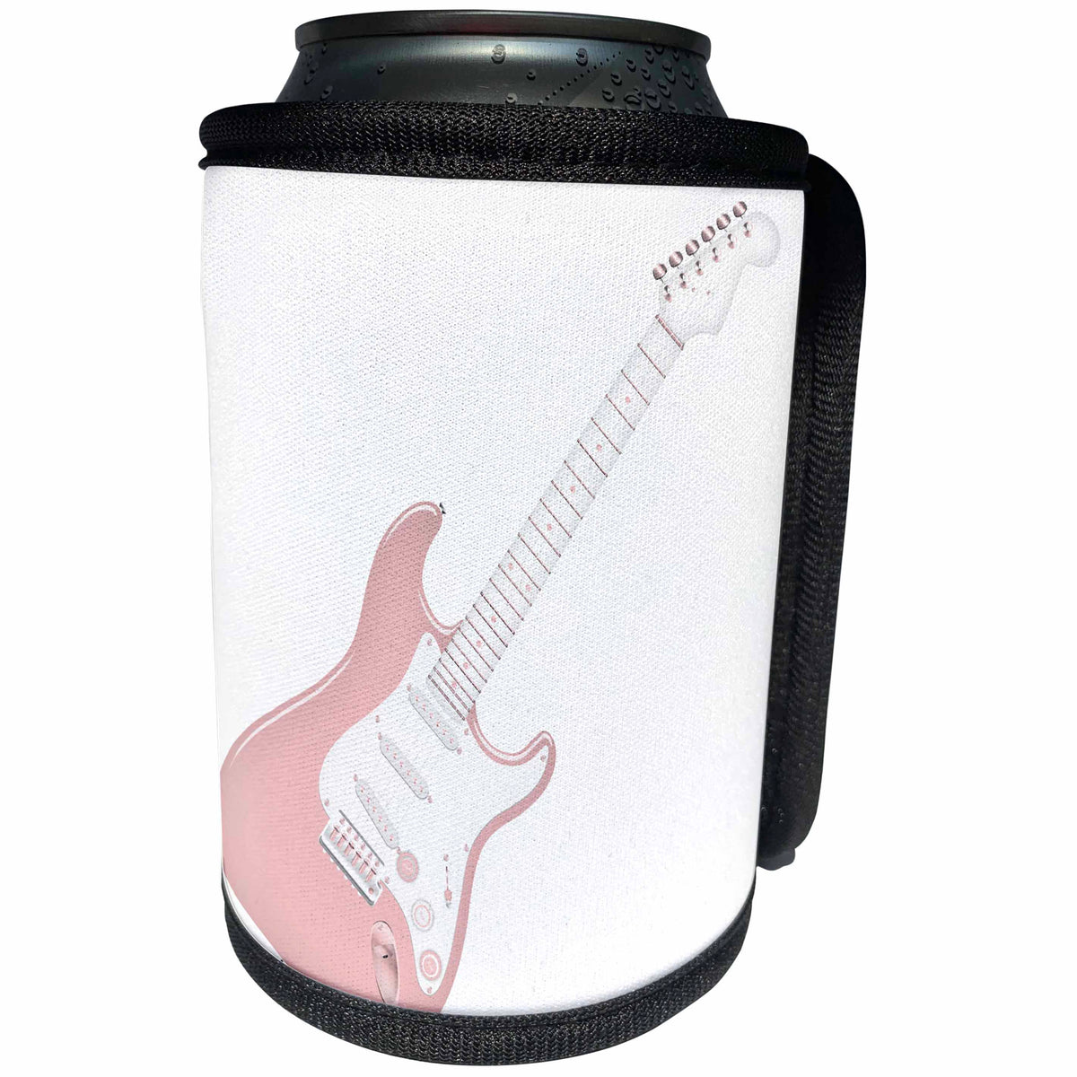 3dRose Anne Marie Baugh - Illustrations - Pink and White Guitar Illustration - Can Cooler Bottle Wrap (cc_267702)