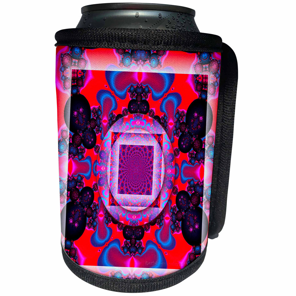 3dRose mimulux Psychedellic Art - MANDALA zen InnerBalance harmony red blue peace energy glowing chakra meditation NewAge - Can Cooler Bottle Wrap (cc_26771)